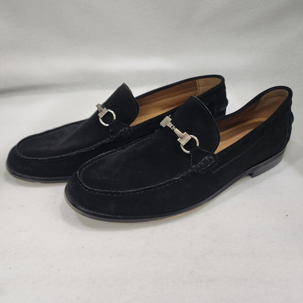 Steve Madden Alfio ALFI01M1 Loafer Mens 12 Black Suede Horse Bit Slip On Shoes